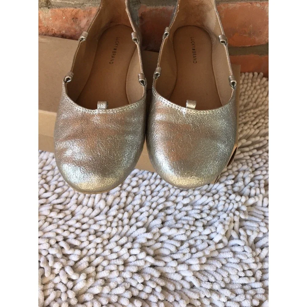 Lucky Brand girls ballet metallic silver 4 M youth big girls shoes